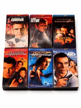 James Bond VHS Bundle (6) 007 Collection GoldenEye, Dr No, Live and Let Die